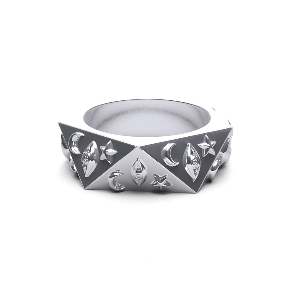 Hard Jewelry Astrology Ring, Size 8